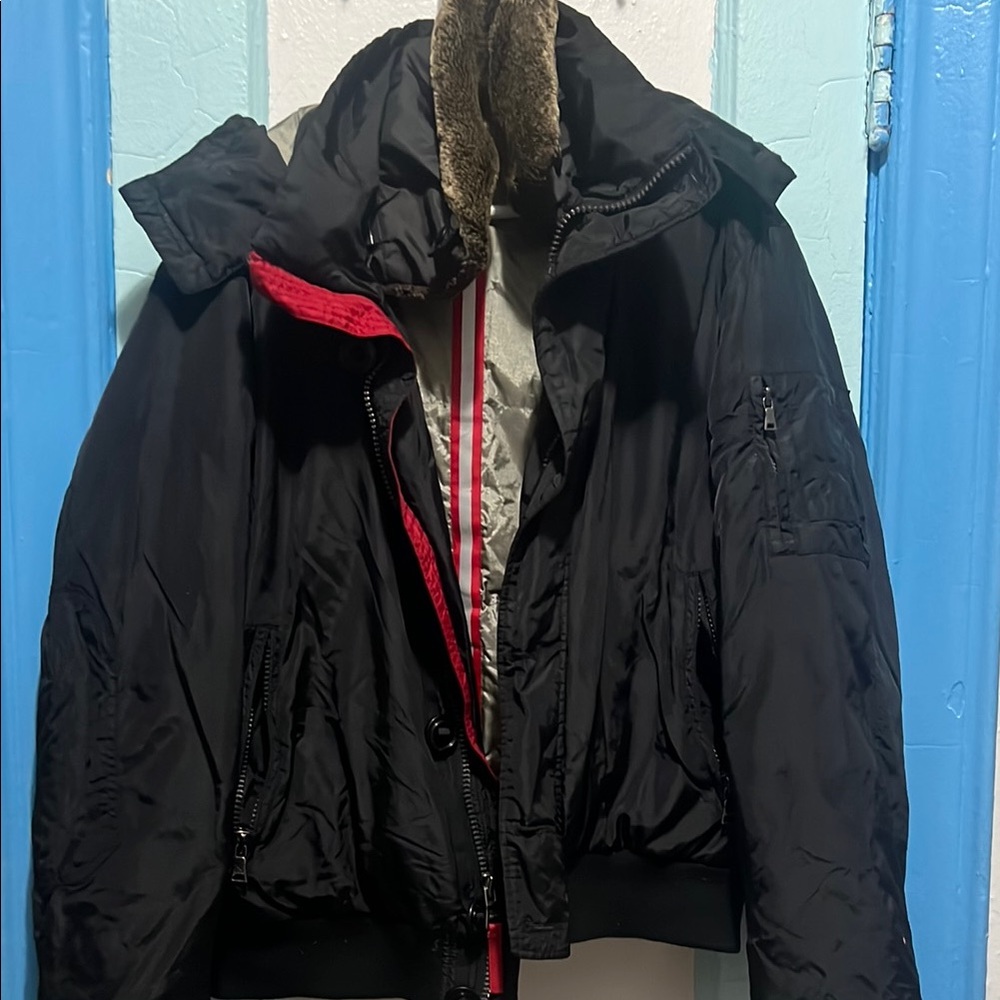 Men's Black Jacket with Red Accents